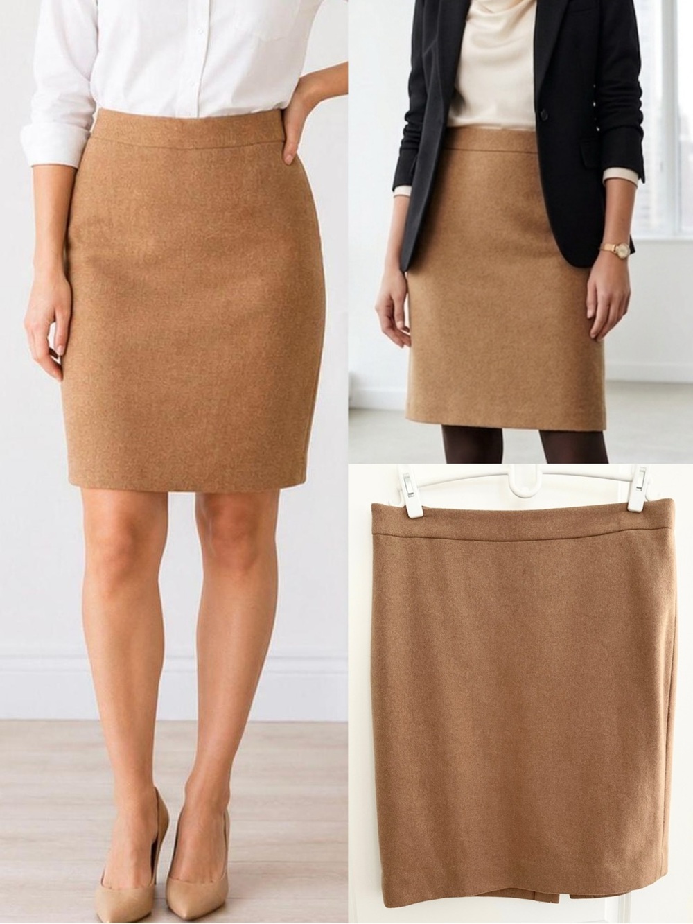 J. Crew Wool The Pencil Skirt in Camel Tan — Fall / Office / Tailored